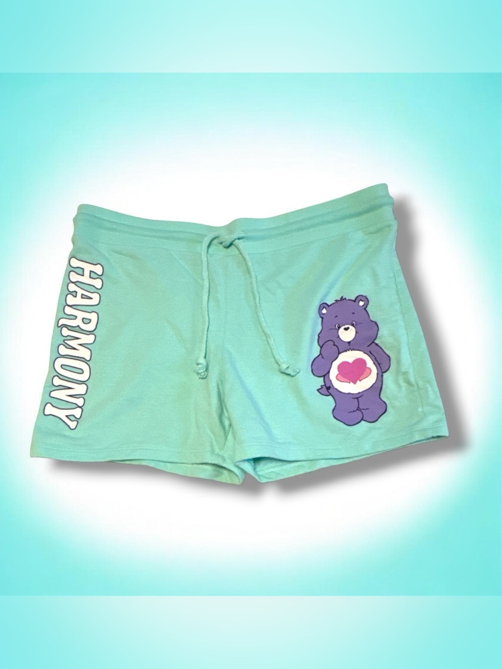 Care Bears Mint Green 'Harmony' Lounge Shorts with Purple Care Bear